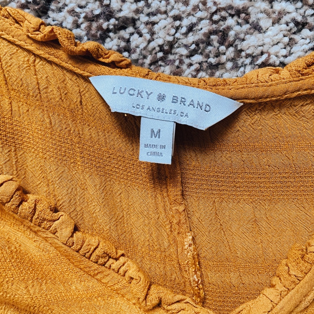 Lucky Brand Yellow flow v neck blouse - Picture 2 of 2